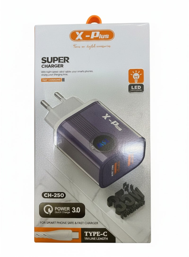 X-Plus CH-250 35W Quick Charge 3.0 Wall Charger with Type‑C Cable.